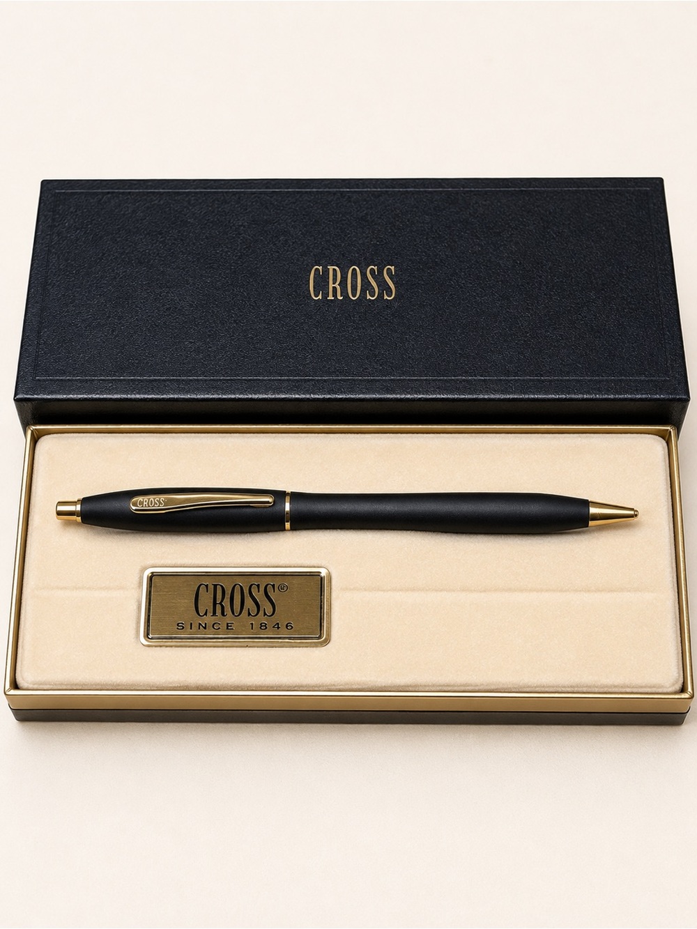 Cross Century II Ballpoint Pen Matte Black Gold Trim Ireland Vintage Box